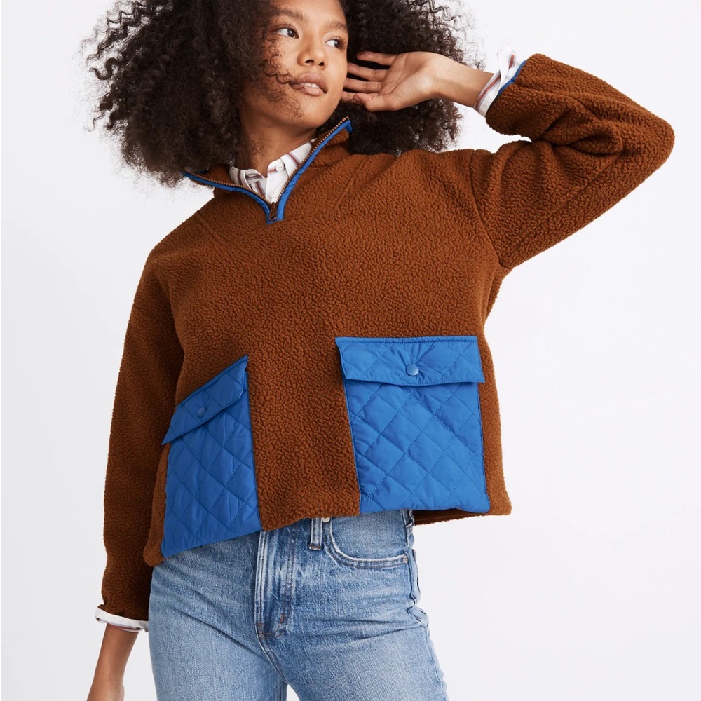 Re)sourced Fleece Quilted-Pocket Popover Jacket Medium